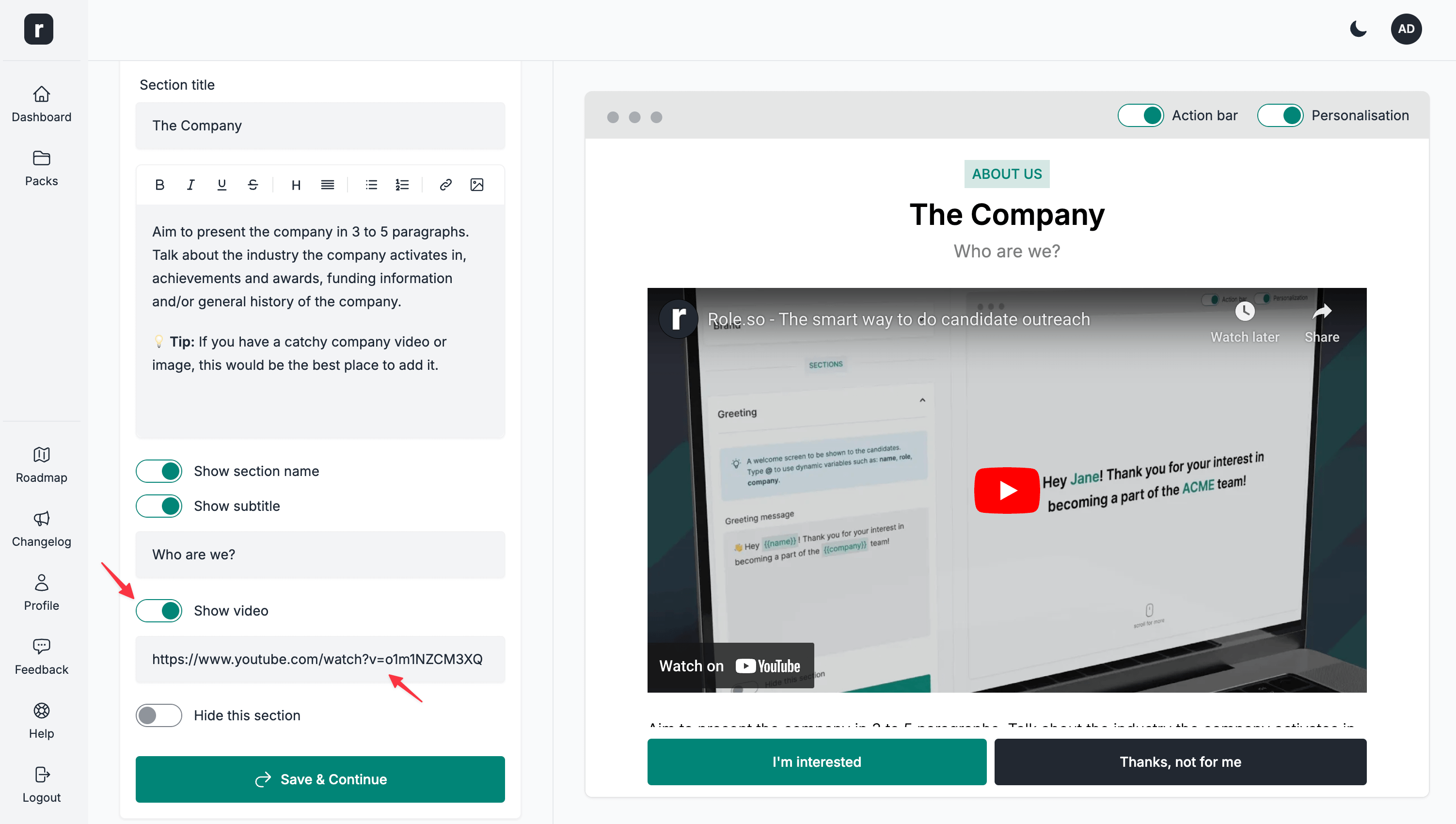 How to add a video a candidate pack