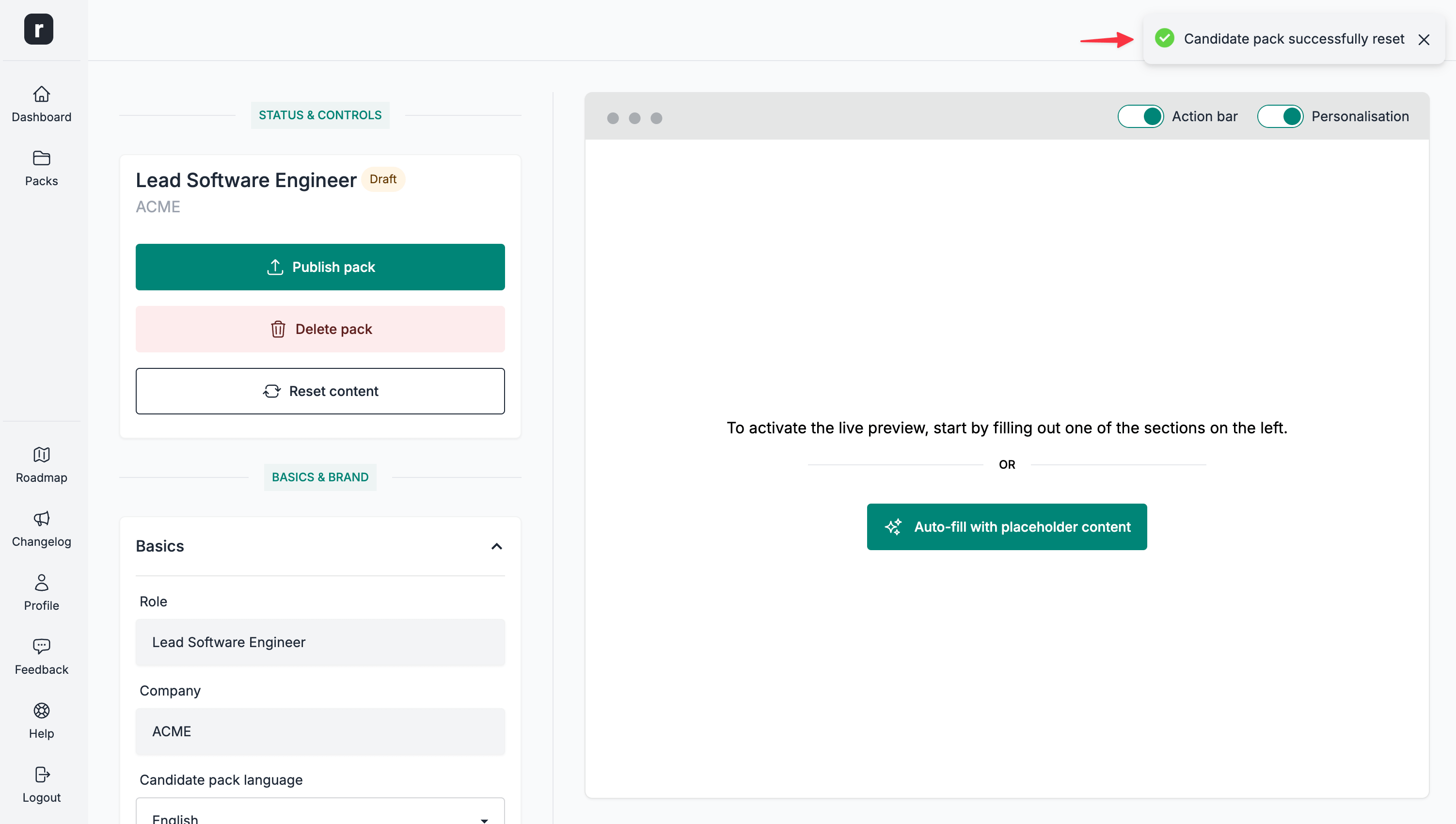 Candidate pack is clear of any content
